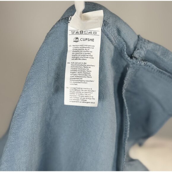 Cupshe Size L Womens Dress Light Blue Ruffle Hem Short Sleeve Blouse F  Rayon/Po - Picture 8 of 9